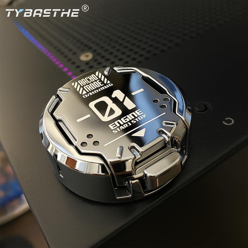 Tybasthe Original Push Start Button Cover, Metal Mecha Car Engine Start Stop Button Protector, Cool Car Accessories Interior Decor Sticker Decals Motorcycle Key Ignition Switch Cover, Silver - Image 5